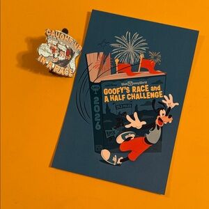 Disney RunDisney Postcard with Goofy’s 2026 race Pin